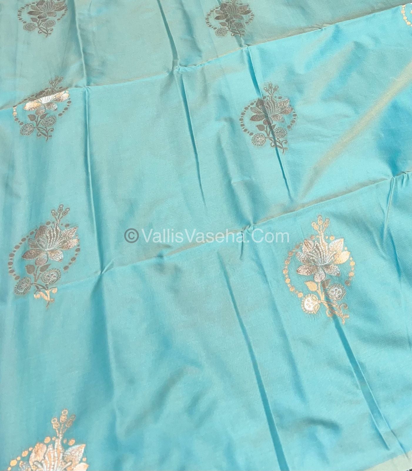 Semi Soft Silk - Border less - Sea Blue Shade -VVSSS007