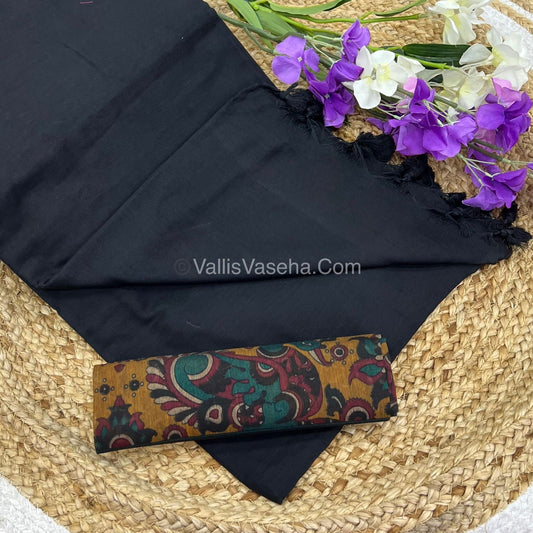 Khadi Cotton Sarees with Kalamkari Blouse - VVKCK001