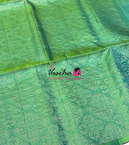 Pure Soft Silk Saree  - Purple With Dual Tone Green - VVPSS094