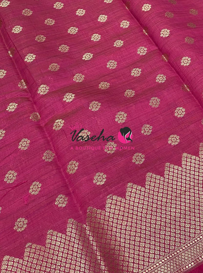 Semi Tussar Silk Saree | Pink Shade |VVSTS057