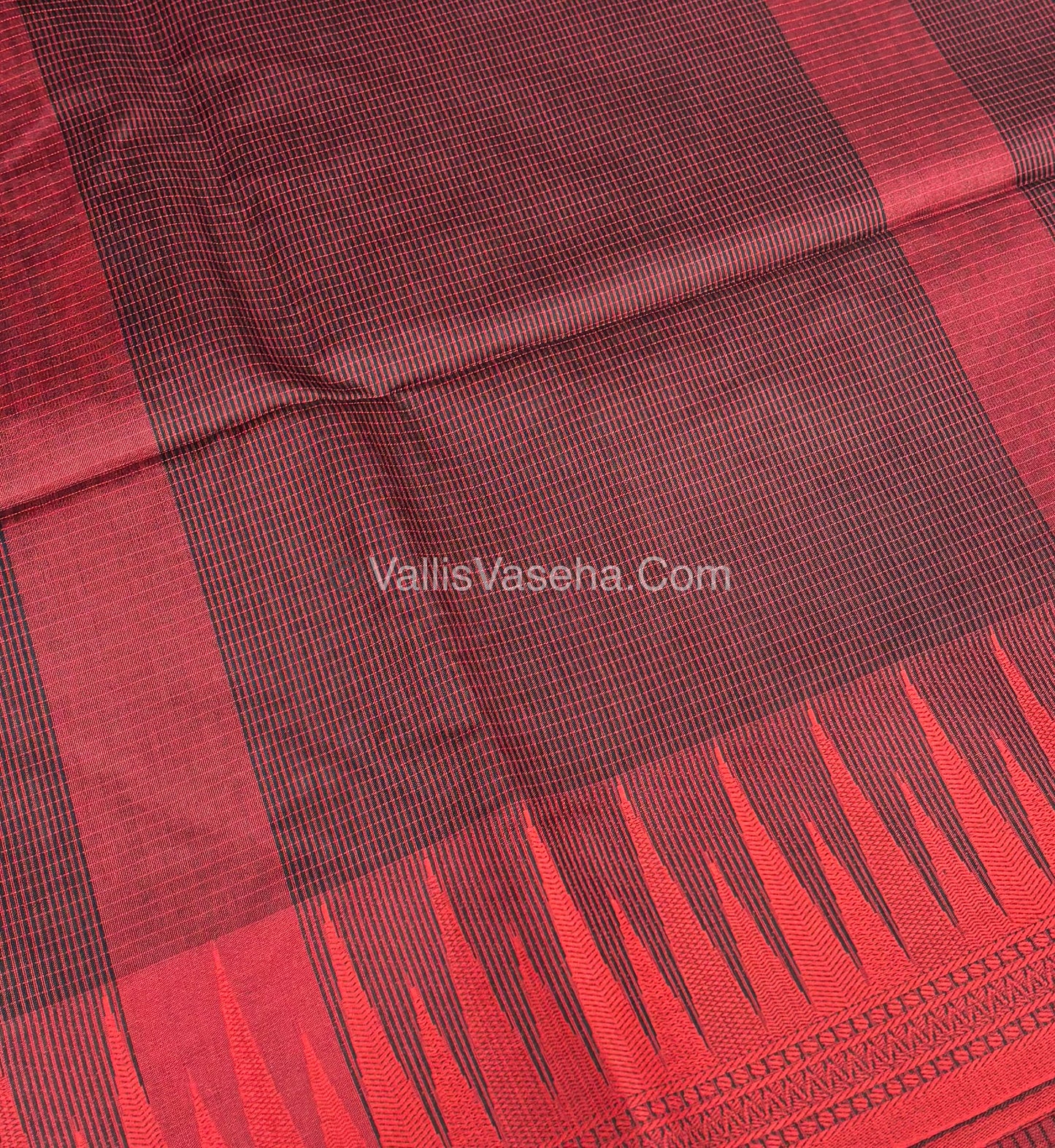 Semi Raw Silk - Black With Red Shade - VVRS007
