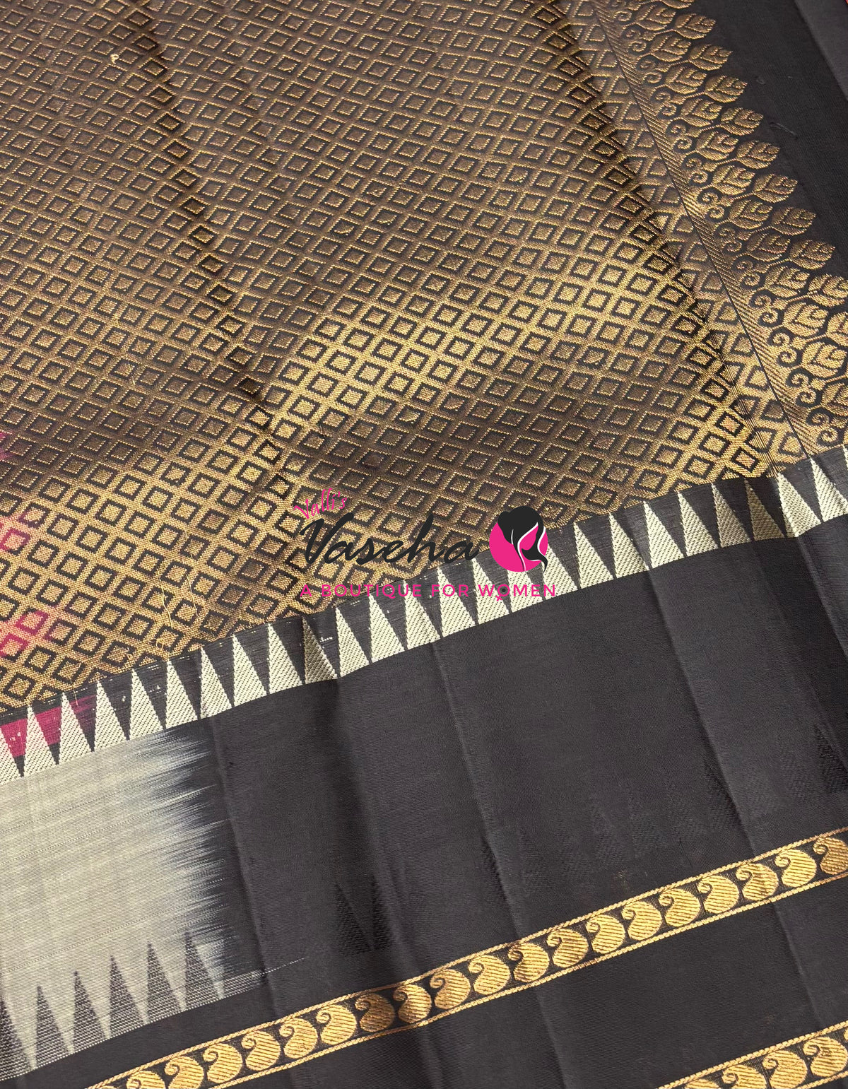 Pure Kanchipuram Silk Saree - Pazhum Pazhamum Checks - VVPS006
