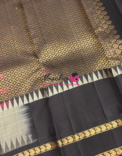 Pure Kanchipuram Silk Saree - Pazhum Pazhamum Checks - VVPS006