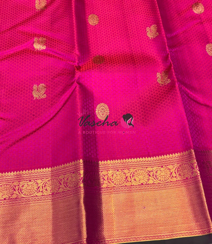Pure Kanchipuram Bridal Silk Saree - Embossed Design - Pink Sahde - VVPS023