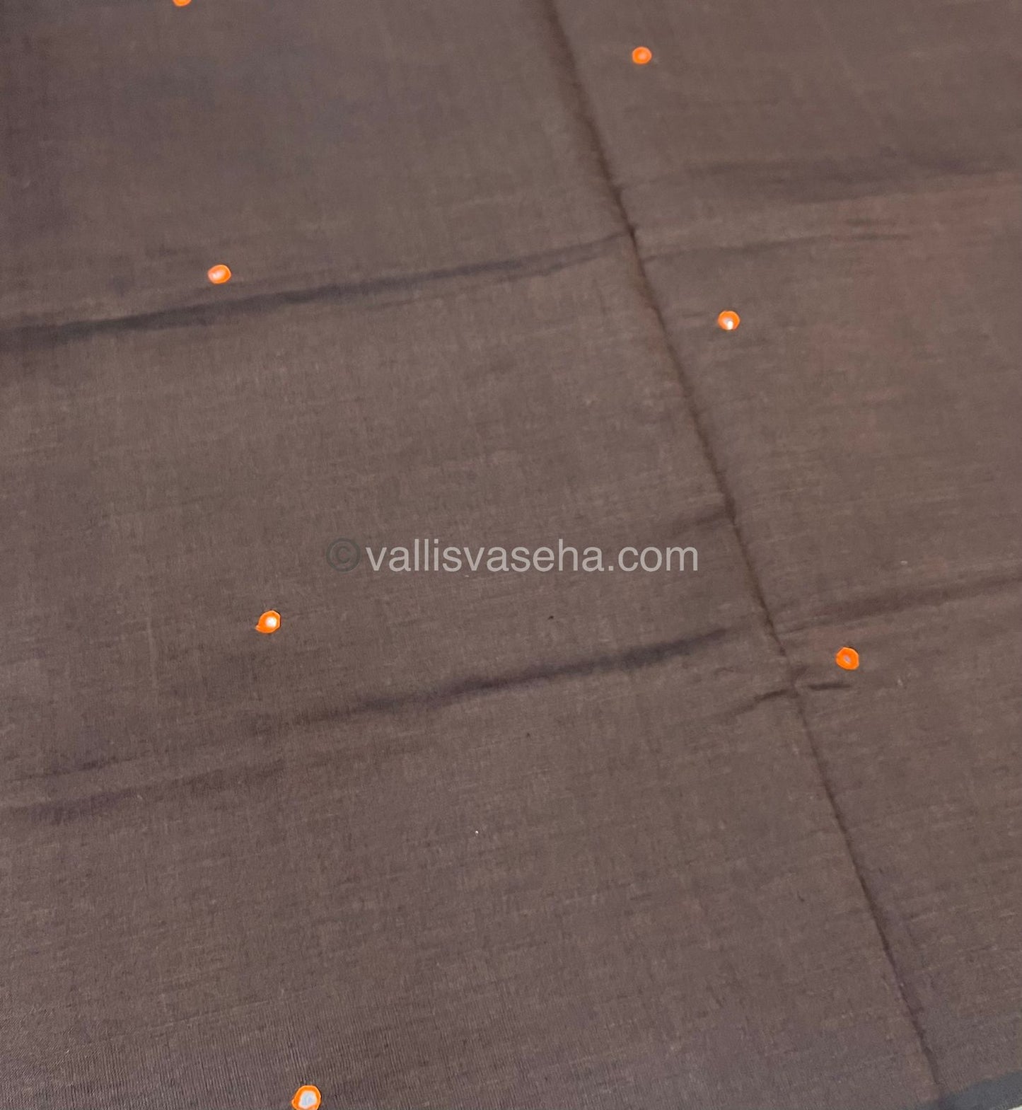South Mixed Cotton - Mirror Work Embroidery - Brown with Orange - VVPCM002