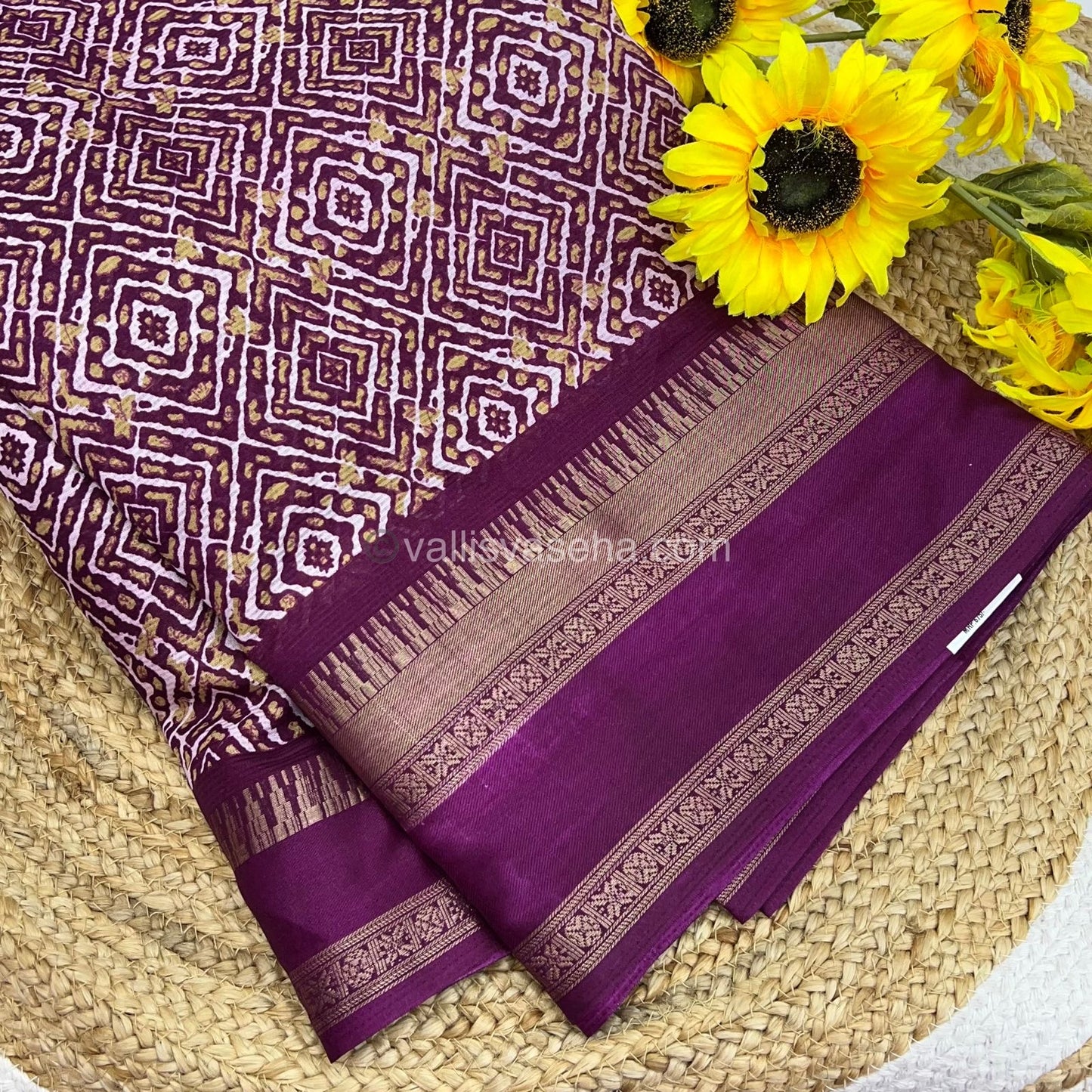 Casual Wear Saree - Fancy Mixed Cotton - Purple Shade - VVFMC002