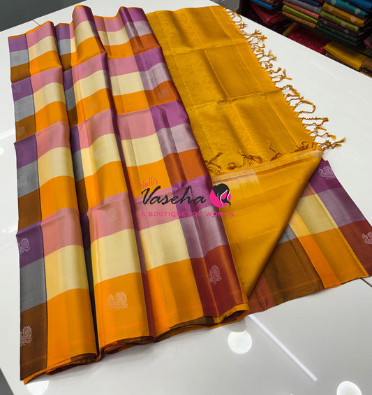 Pure Soft Silk Saree  - Pazhum Pazhamum Checks - Border Less - VVPSS096