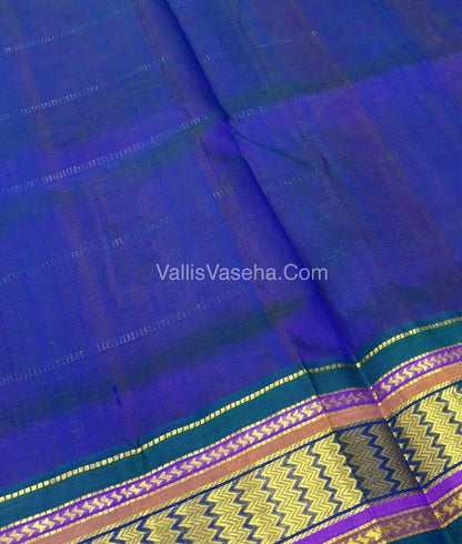 Pure Korvai Silk Cotton - Checks Pattern - Pink  with Blue Shade  - VVKSC015