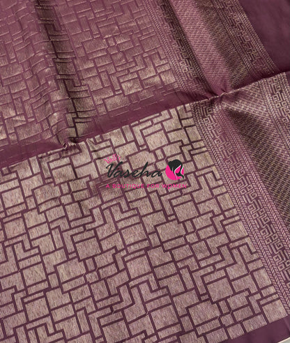 Pure Soft Silk Saree - Pastel Green & Wine Brown - VVPSS124