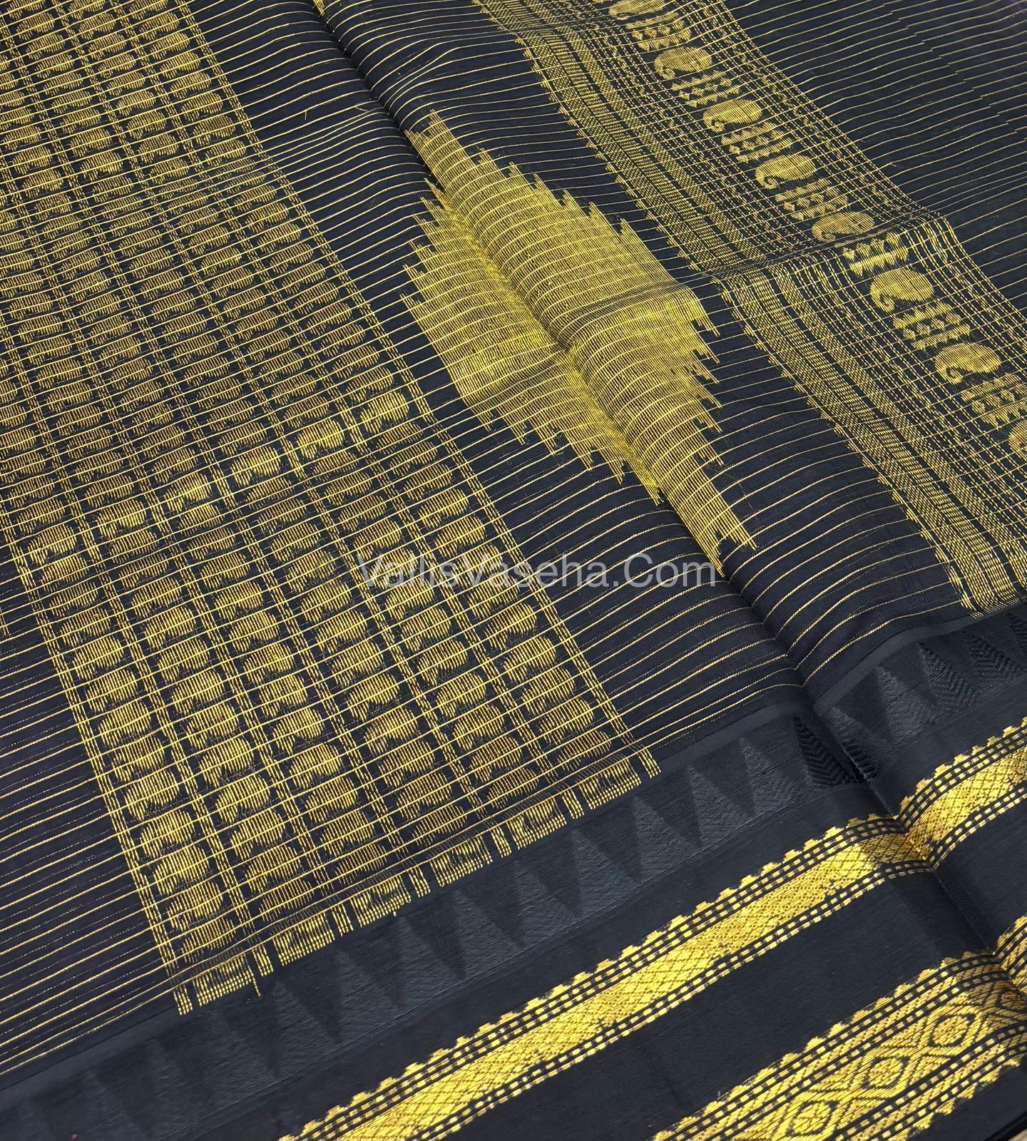 Pure Korvai Silk Cotton - Lavender with Black  - Checks Pattern - VVKSC021