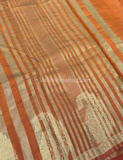 Semi Tussar Silk - Small Mango - Rust Orange Shade - VVSTS002