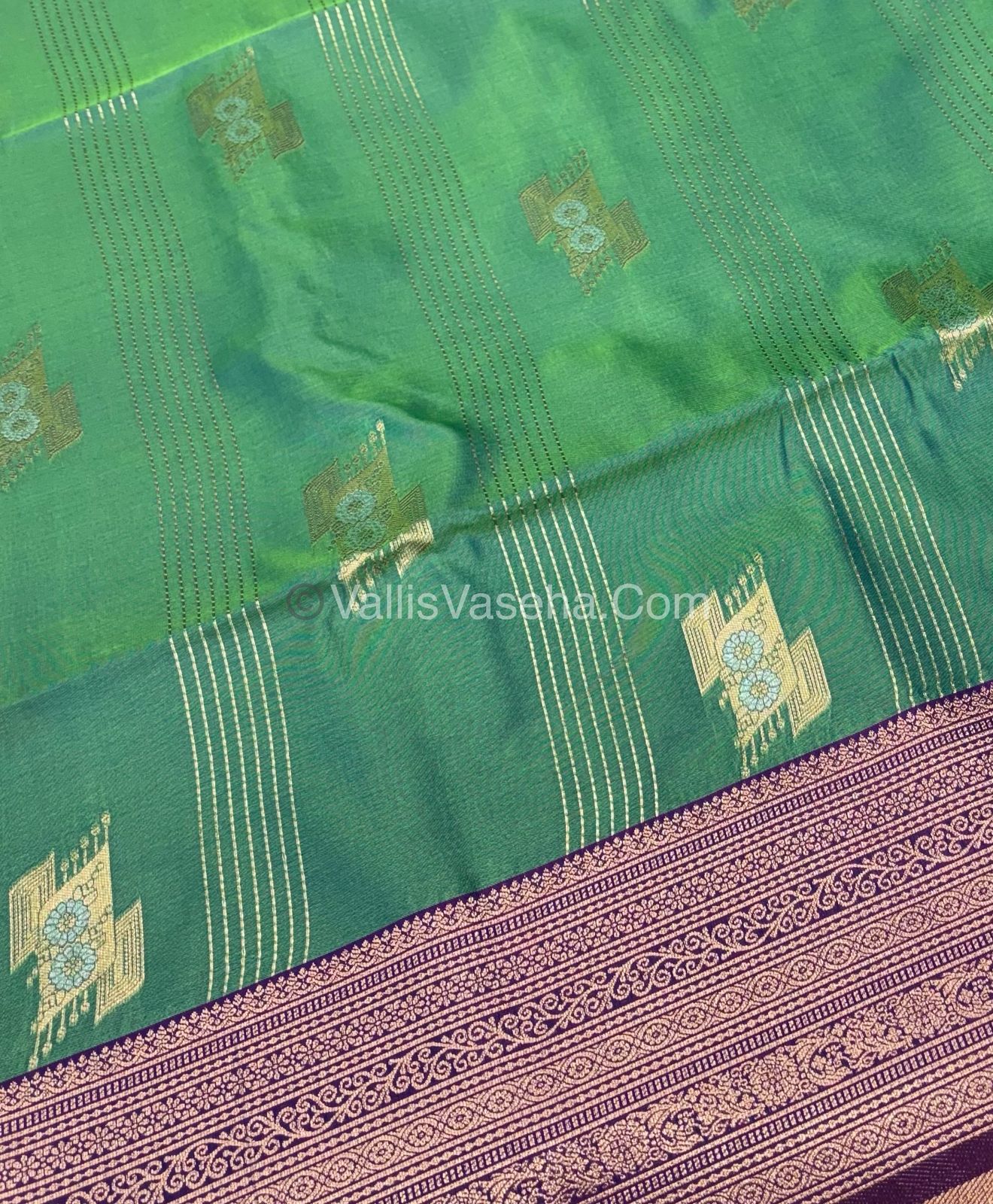 Semi Soft Silk - Sea Green With Purple Shade -VVSSS032 - 6