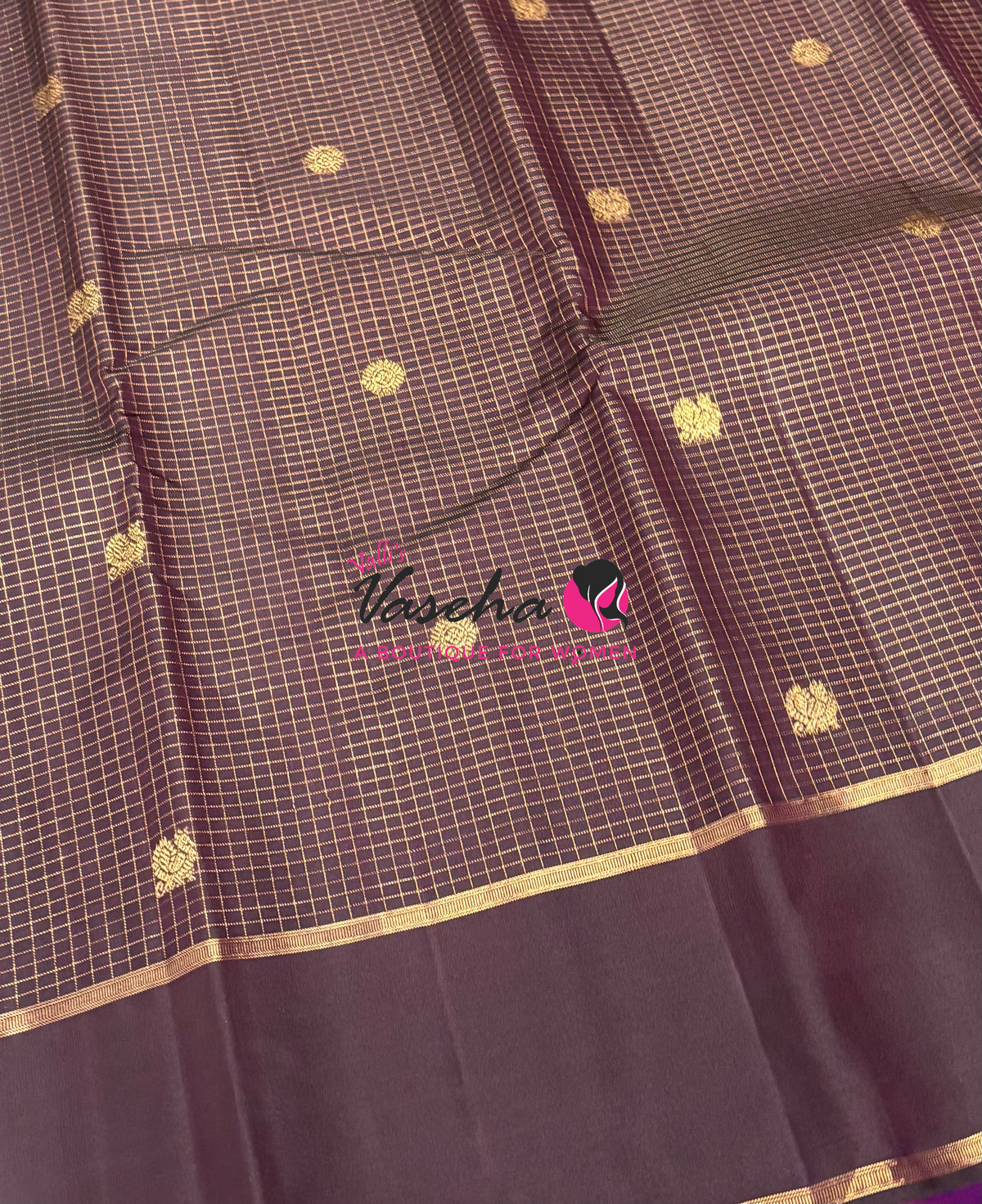 Pure Kanchipuram Silk Saree - Brown Shade - VVPS100