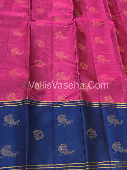 Half Mix - Pure Soft Silk Saree - Long Retta Petta Border with Butta - VVPSS075