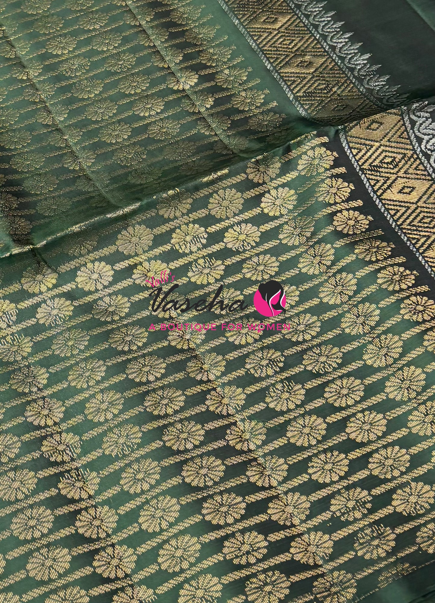 Pure Soft Silk Saree - Blue & Green  - VVPSS061