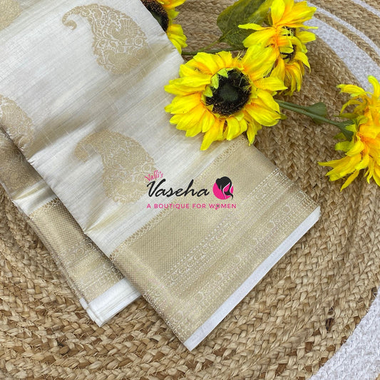 Semi Tussar Silk Saree | Cream  Shade |VVSTS055
