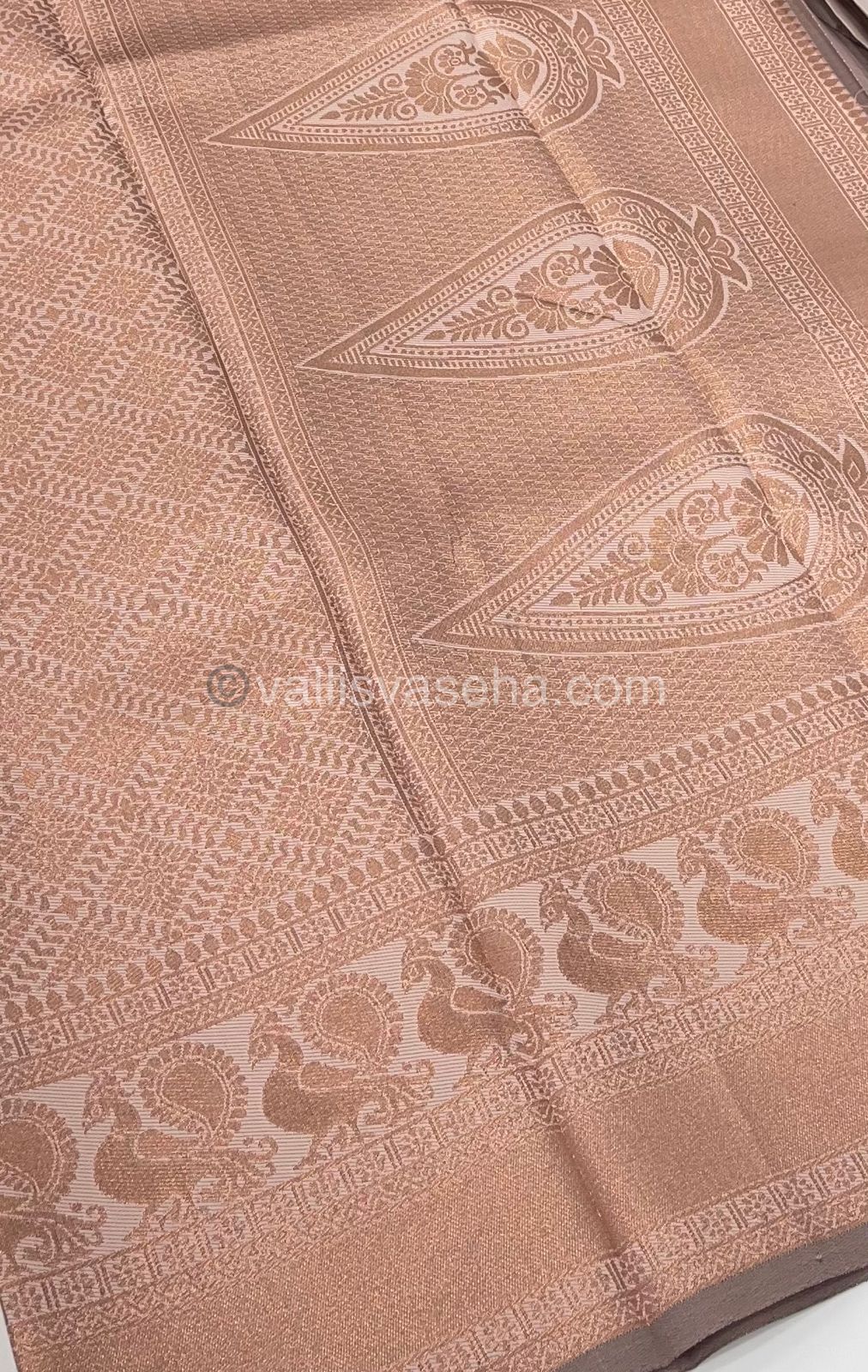 Semi Silk Saree - Kanchi Semi Silk Style - Peacock Border - VVSSS006