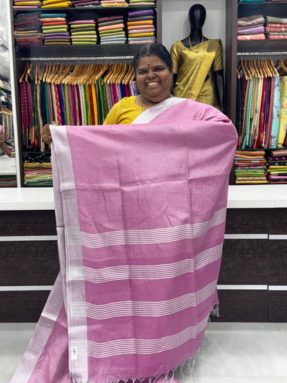 Tissue Linen Saree - Baby Pink Shade - VVTLS001