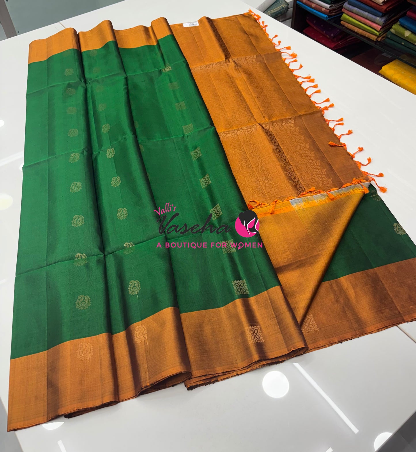 Pure Soft Silk Saree - Green & Yellow - VVPSS091