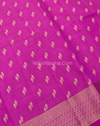 Semi Tussar Silk - Grand Pallu  -  Pink Shade - VVSTS021