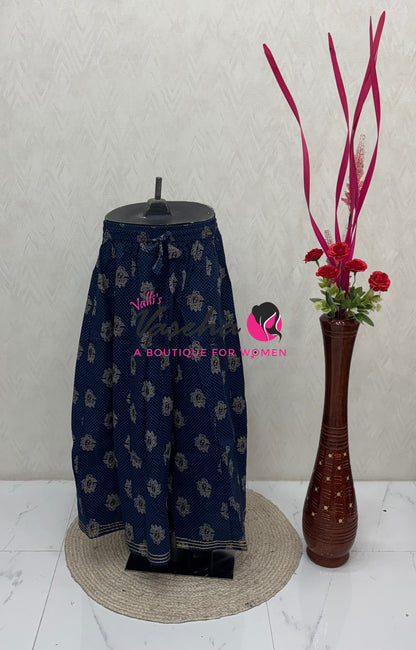 Skirts - Indigo Blue shade - Free Size ( Fit Upto XL Size) - VVPS002