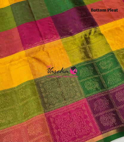 Pure Soft Silk Saree - Partly Pallu -  Half & Half Saree - Violetish Blue - VVPSS088