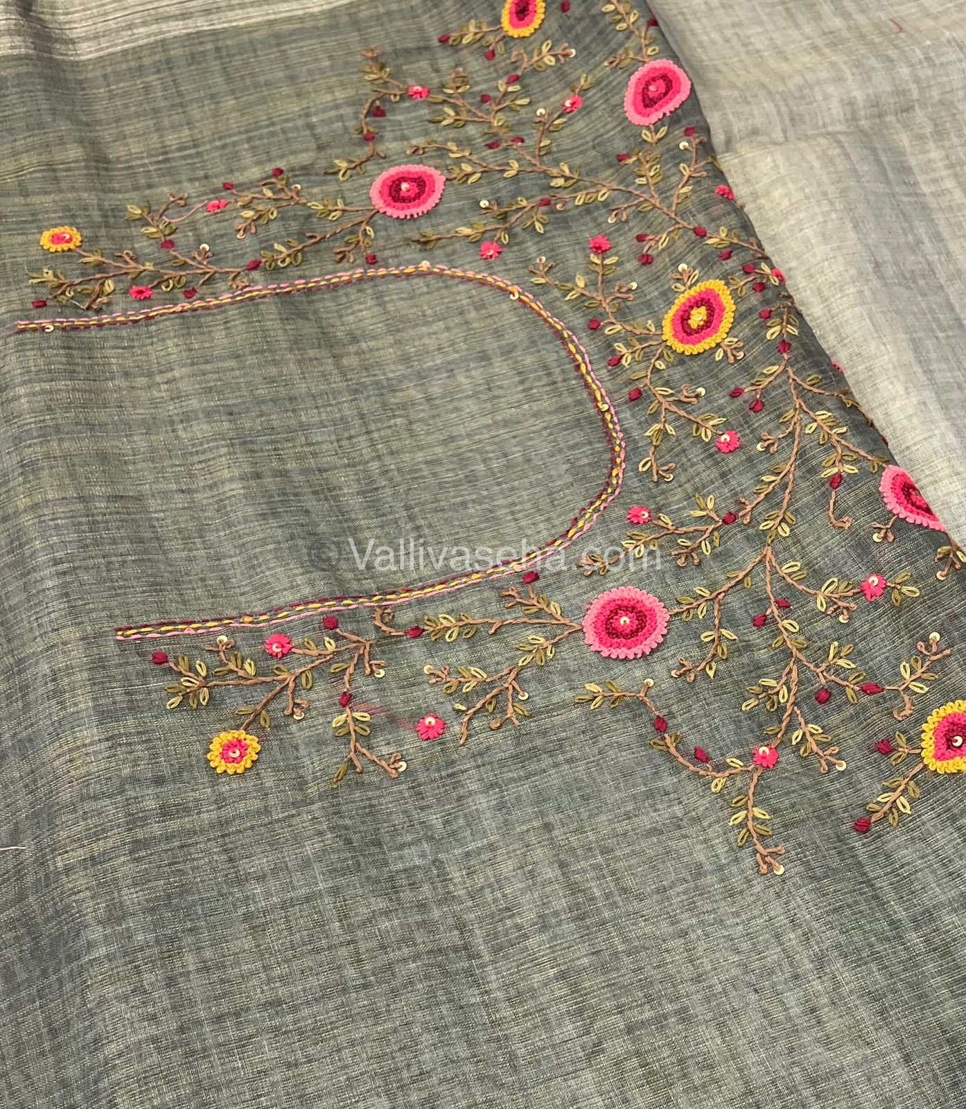 French Knot - Tissue Saree - Grey Shade - VVLFN001