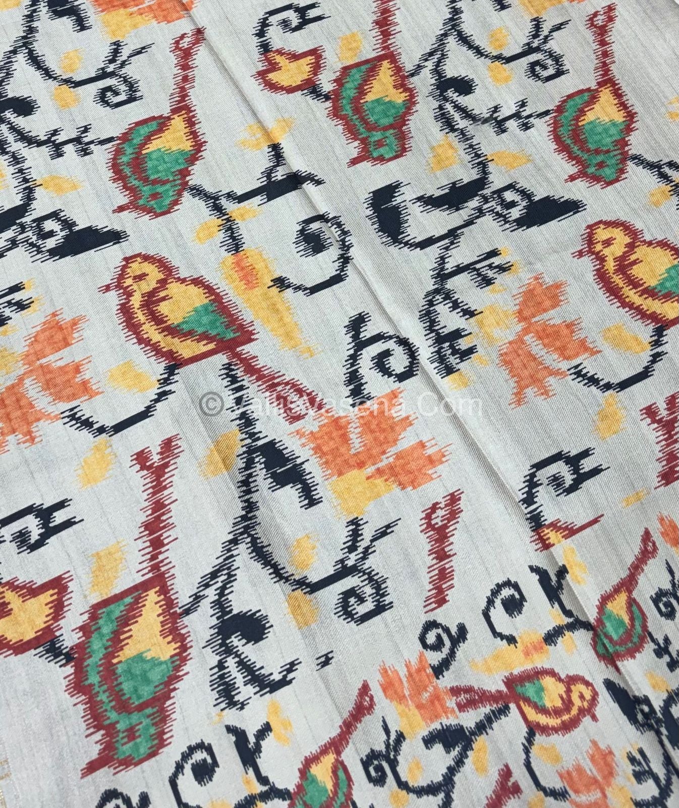 Semi Tussar Silk - Rust Orange With Cream Shade  - VVSTS039