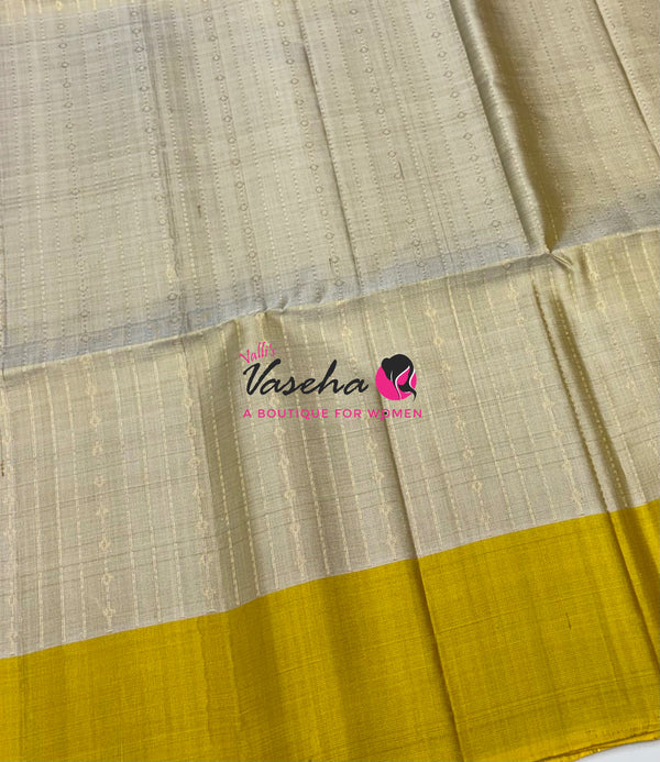 Pure Soft Silk Saree  - Cream  & Yellow Combo - VVPSS138