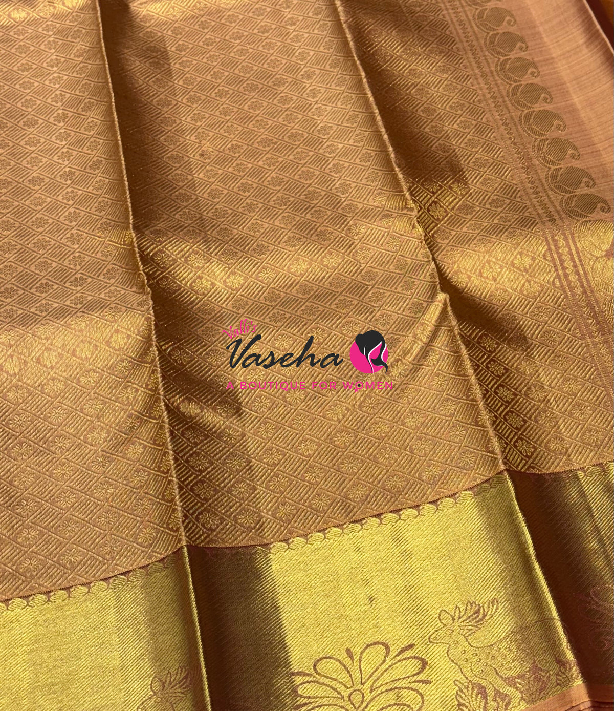 Pure Kanchipuram Silk Saree - Light Biscuit Cream Shade - VVPS099