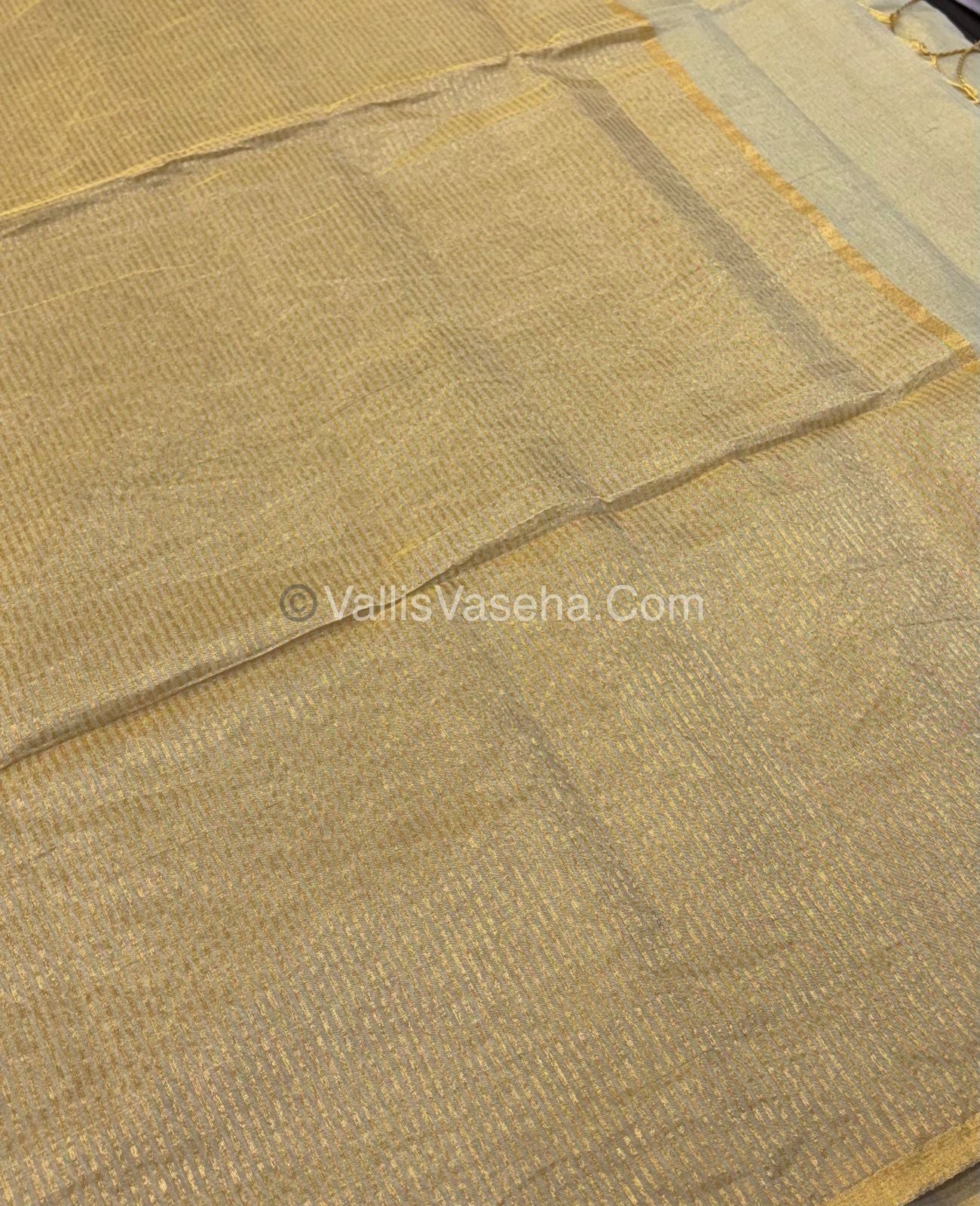 Pure Maheshwari Tissue Silk - Triple Tone Light Grey  & Gold Shade - VVMTS001