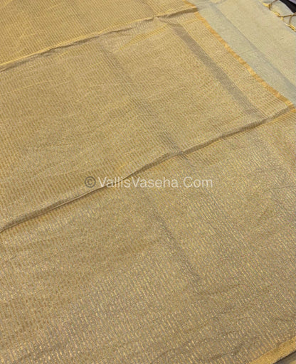 Pure Maheshwari Tissue Silk - Triple Tone Light Grey  & Gold Shade - VVMTS001