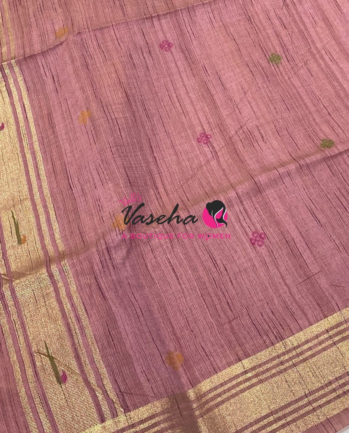 Muga Tissue Linen Saree - Pink Shade - VVMLT002