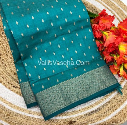 Semi Tussar Silk - Grand Pallu  - Light Blue / Ramar Blue Shade - VVSTS022