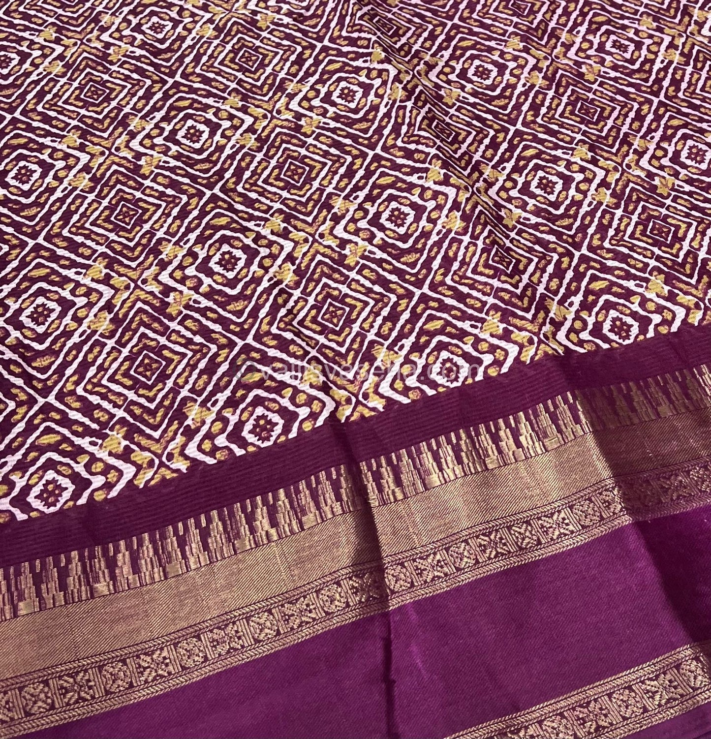 Casual Wear Saree - Fancy Mixed Cotton - Purple Shade - VVFMC002