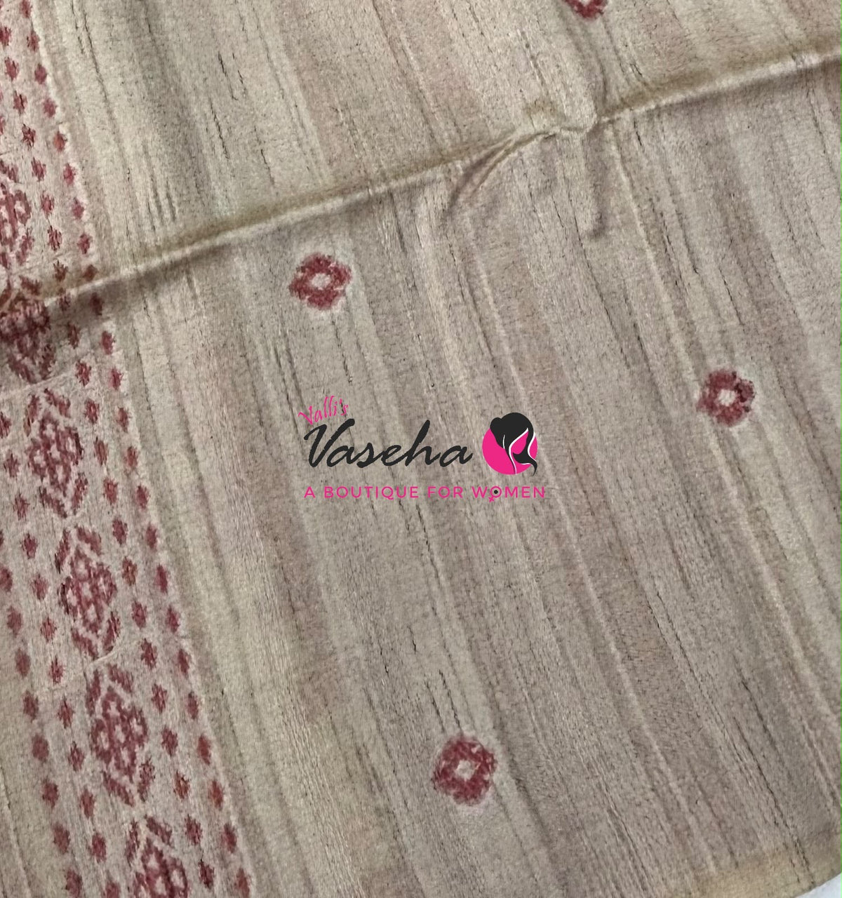 Semi Jute Silk Saree - Red With Cream Shade - VVSJS003