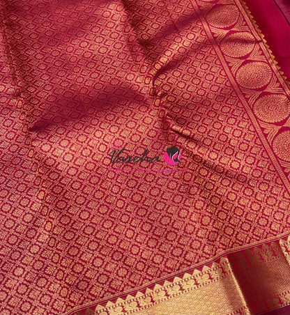 Pure Kanchipuram Silk Saree - Maroon Shade  - VVPS056