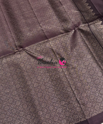 Pure Soft Silk Saree - Border Less  - Lemon Green & Brown Combo - VVPSS066