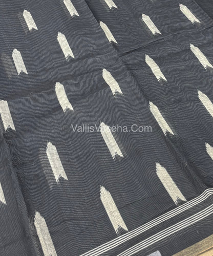 Semi Chanderi Saree - Black Shade - VVSCS007