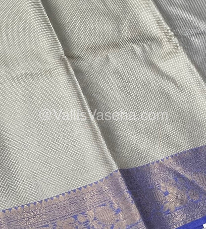 Semi Bridal Kora Tissue Sarees - Grey  & Blue Combo - VVSBT004