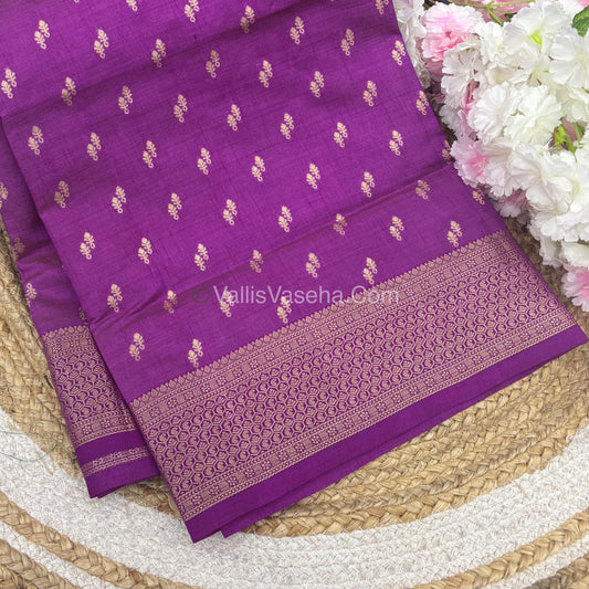 Semi Tussar Silk - Grand Pallu  - Purplish Pink Shade - VVSTS021