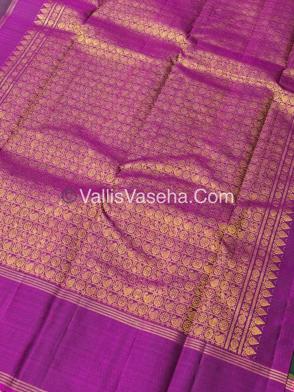 Pure Vintage Korvai Kanchipuram Silk Saree - Green & Purplish Pink Combo - VVPS021