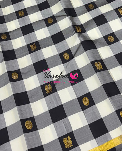 Pure Kanchipuram Silk Saree | Pazhum Pazhamum Checks |VVPS078