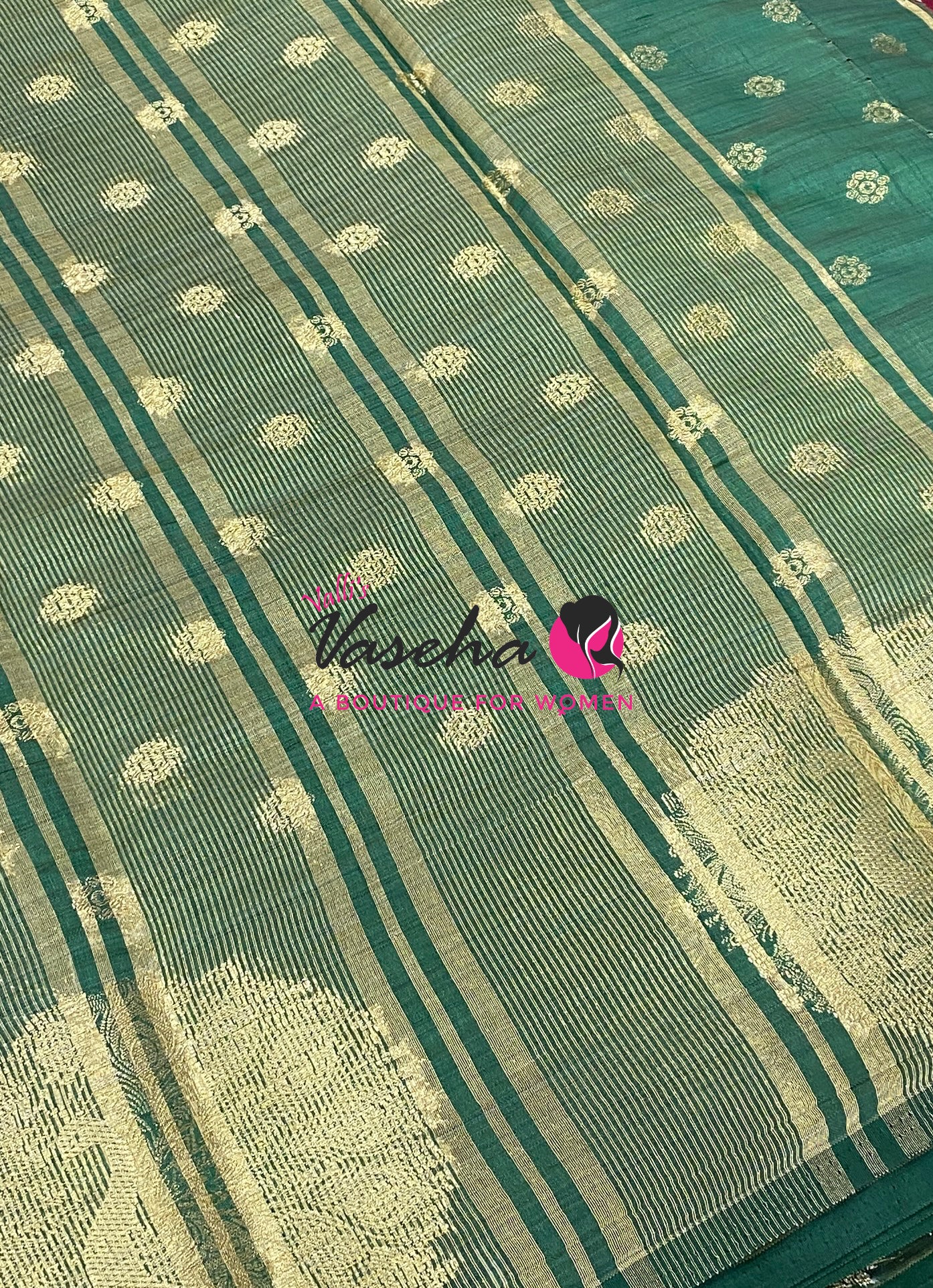 Semi Tussar Silk Saree | Dark Green Shade |VVSTS056