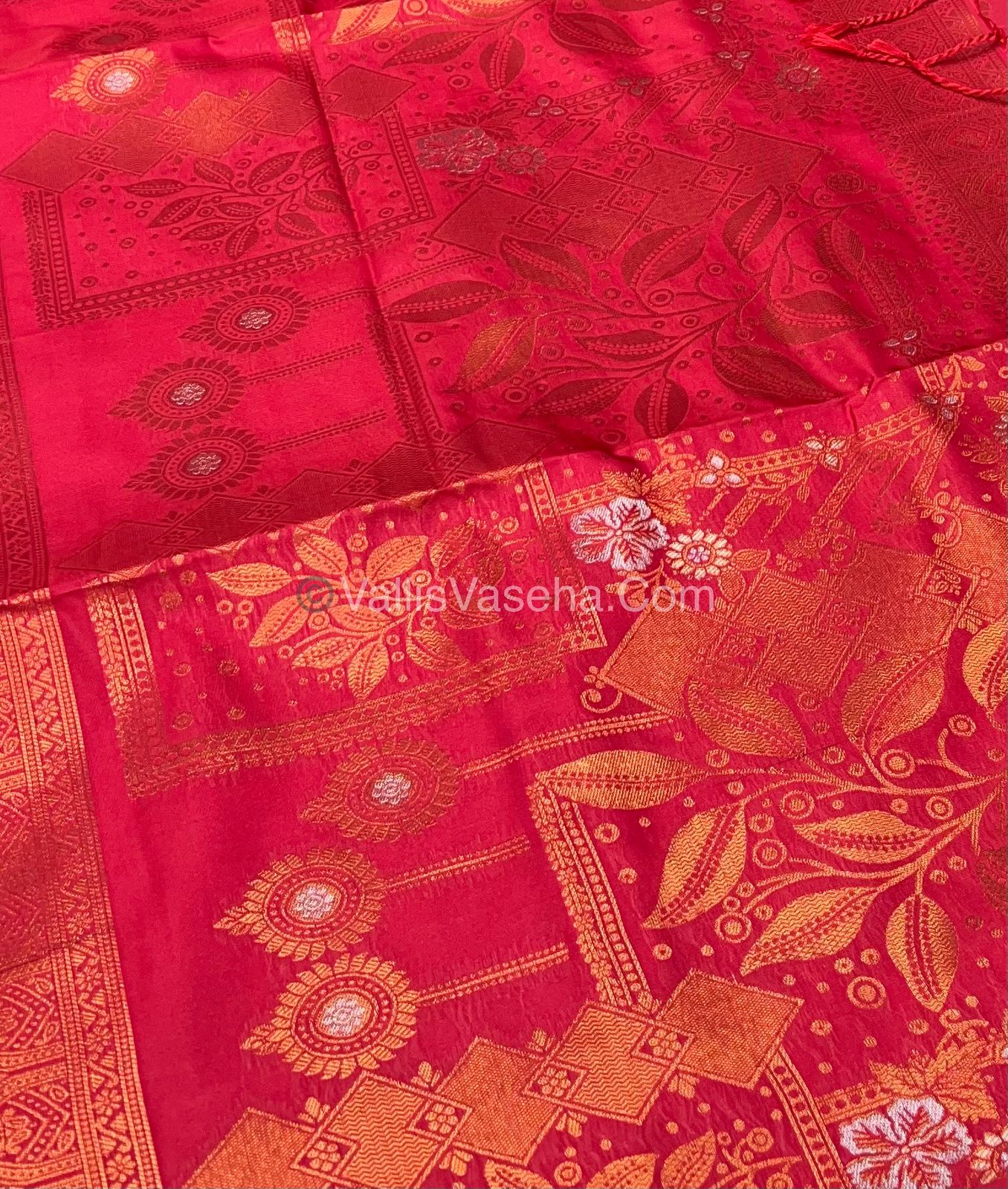 Semi Soft Silk - Border less  - Red Shade -VVSSS007