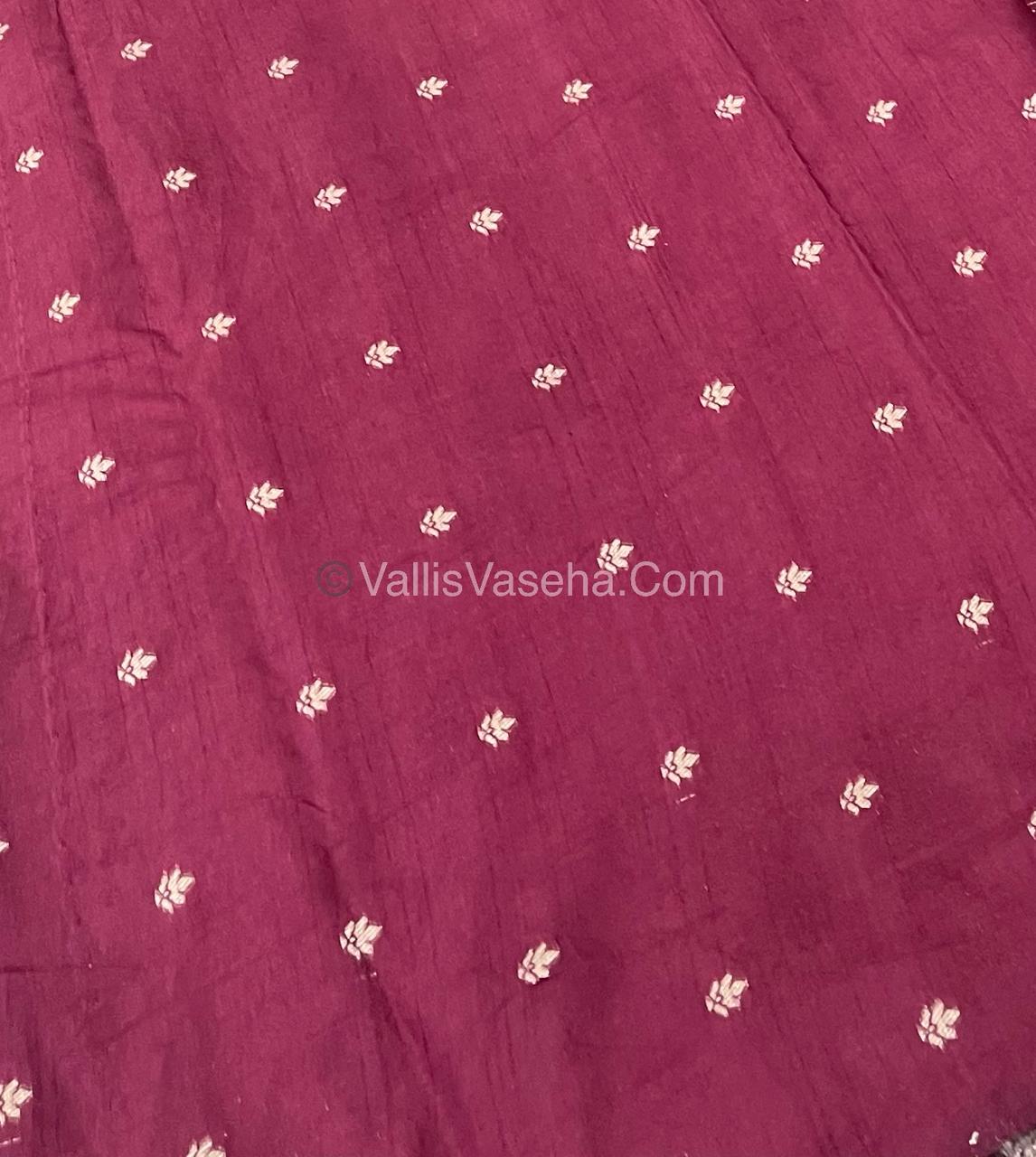 Semi Tussar Silk - Vairavoosi & Elephant Design - Maroon shade-VVSTS019