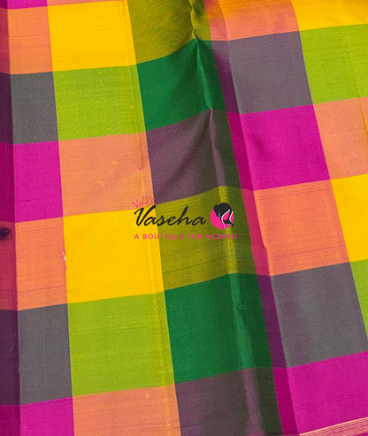 Pure Kanchipuram Silk Saree - Blue with Multi colour Shade - VVPS025