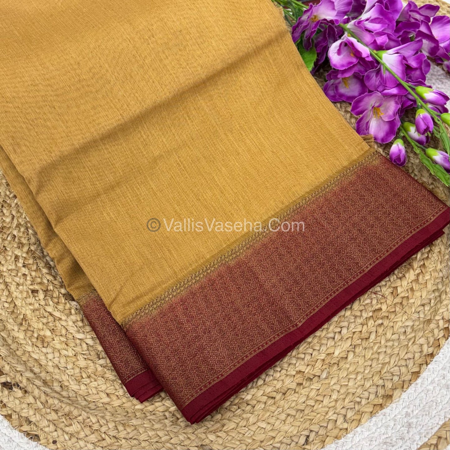 Bamboo Silk Saree - Cream With Maroon Shade - VVBSS002