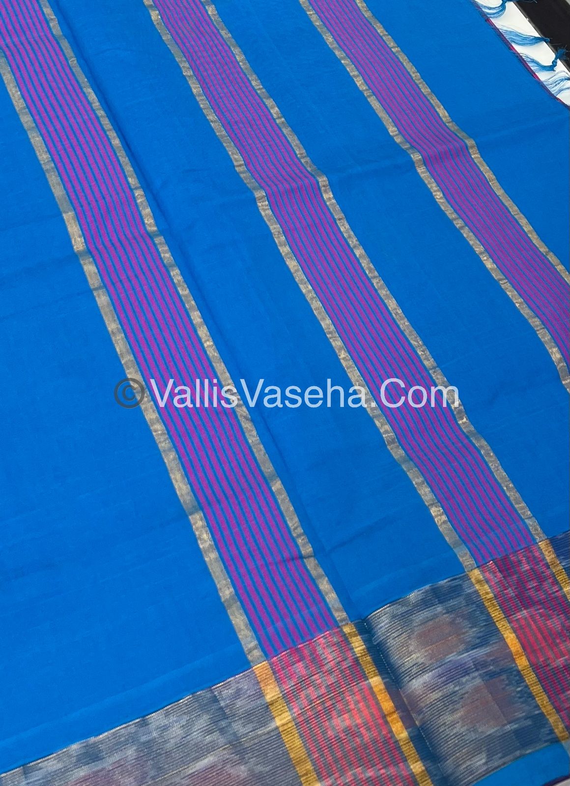 Semi Silk Cotton Saree - Pink& Blue  - VVSSC001