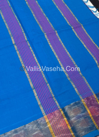 Semi Silk Cotton Saree - Pink& Blue  - VVSSC001